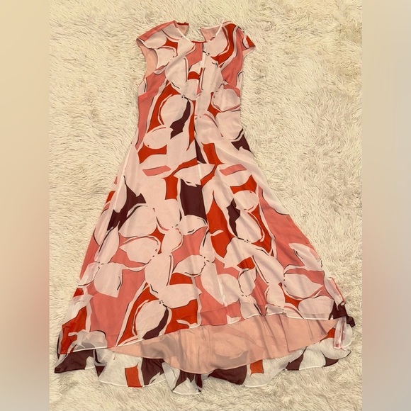NEW Reiss Chiffon Becci Floral chiffon High-Low Midi open Back Dress Sz 8 - Picture 3 of 7